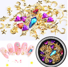Load image into Gallery viewer, Nails Art metallic mix gold and diamonds

